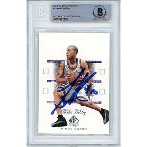 Mike Bibby Sacramento Kings Autographed 2002 SP Basketball Card Beckett Slab